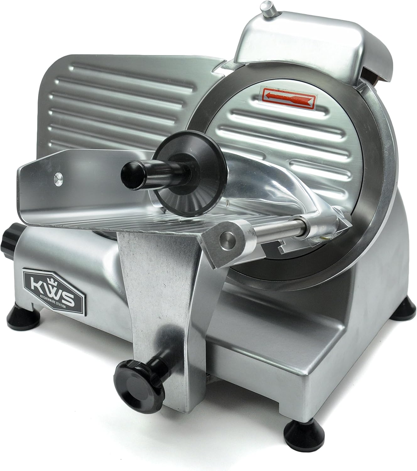 KWS Premium MS-6SS 200W Electric Compact Slicer 7.67 Inch Stainless Steel Blade, Frozen Meat/Deli Meat/Cheese/Food Slicer Low Noises Commercial and Home Use