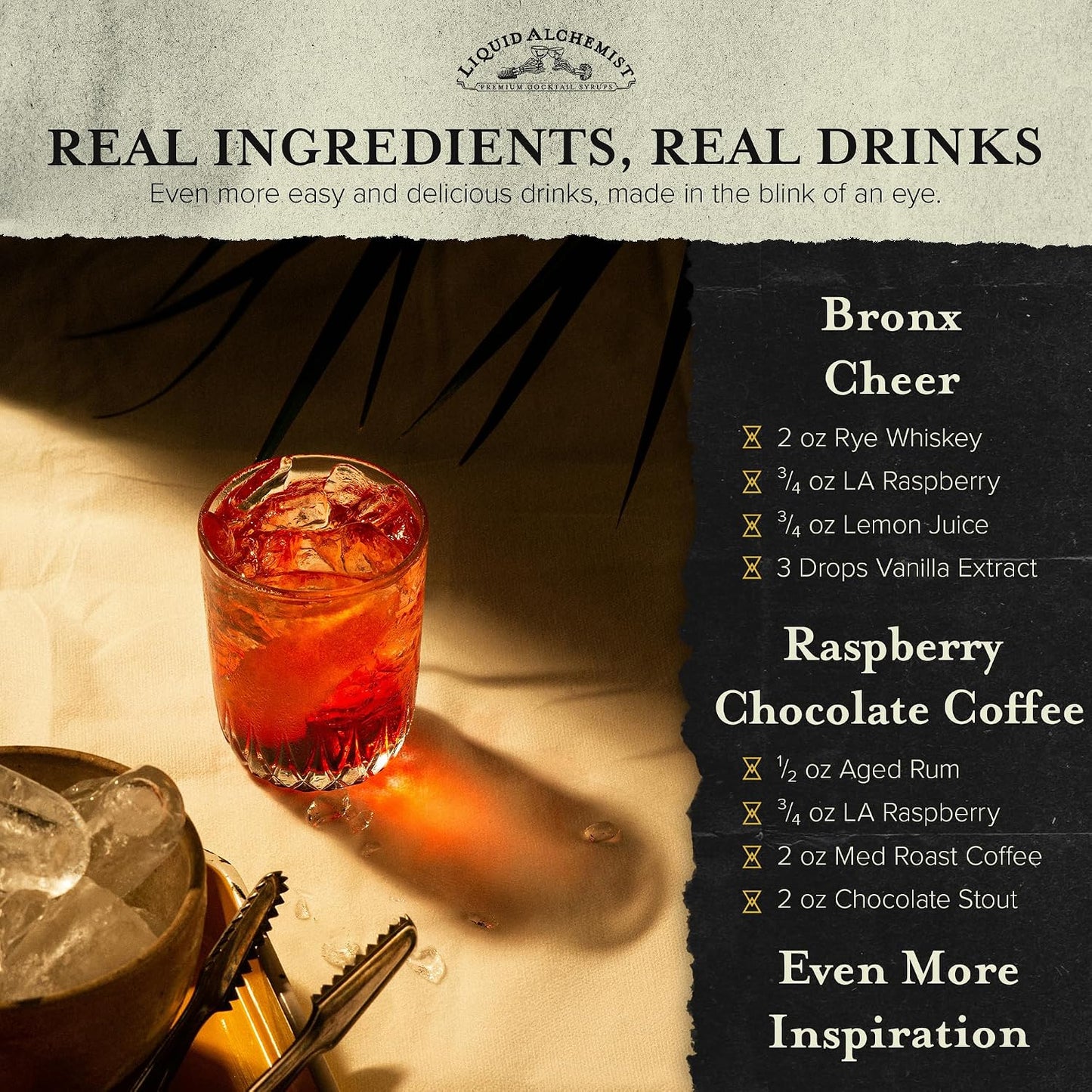 Liquid Alchemist Raspberry Syrup for Cocktails | Real Ingredients Make our Raspberry Syrup for Drinks a great Margarita Mix | Small Batch, Non-GMO &amp; Vegan | 25.4 oz Drink Mixer, Pack of 1