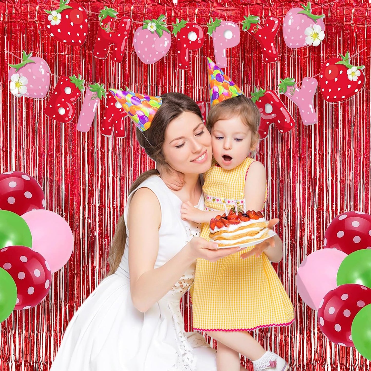 BRAVESHINE Red Streamers Party Backdrop | Foil Curtain | Halloween Decor | 3.2x8.2ft Tinsel Curtains for Graduation/Bachelorette/Anniversary/Engagement/Christmas/Birthday/Bridal Shower Decorations