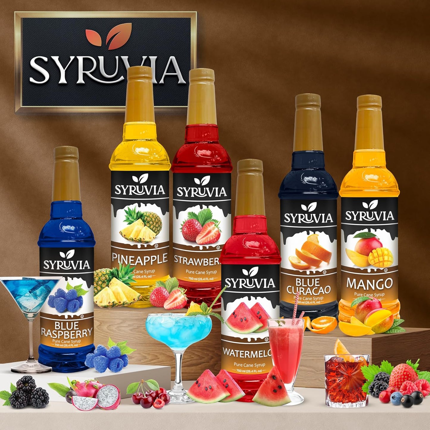 Syruvia Blackberry Syrup - 25.4 fl oz. Kosher and Gluten-Free. Ideal for Enhancing Drinks, Sodas, Shakes, Desserts, and More.