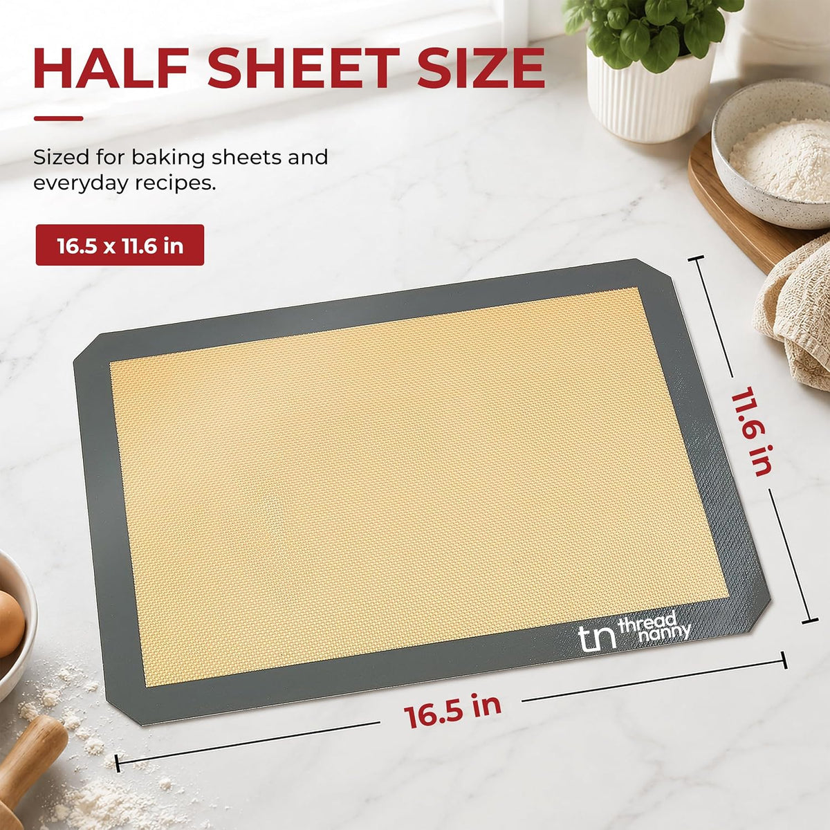 Silicone Baking Mats Half Sheet Non Stick for Oven Reusable 4 Pack - Thick Heavy Duty Silicone Baking Mat Cookie Sheet 1/2 Size for Macaron &amp; Pastry - Half Size Rectangular Cooking Oven Liner Pad