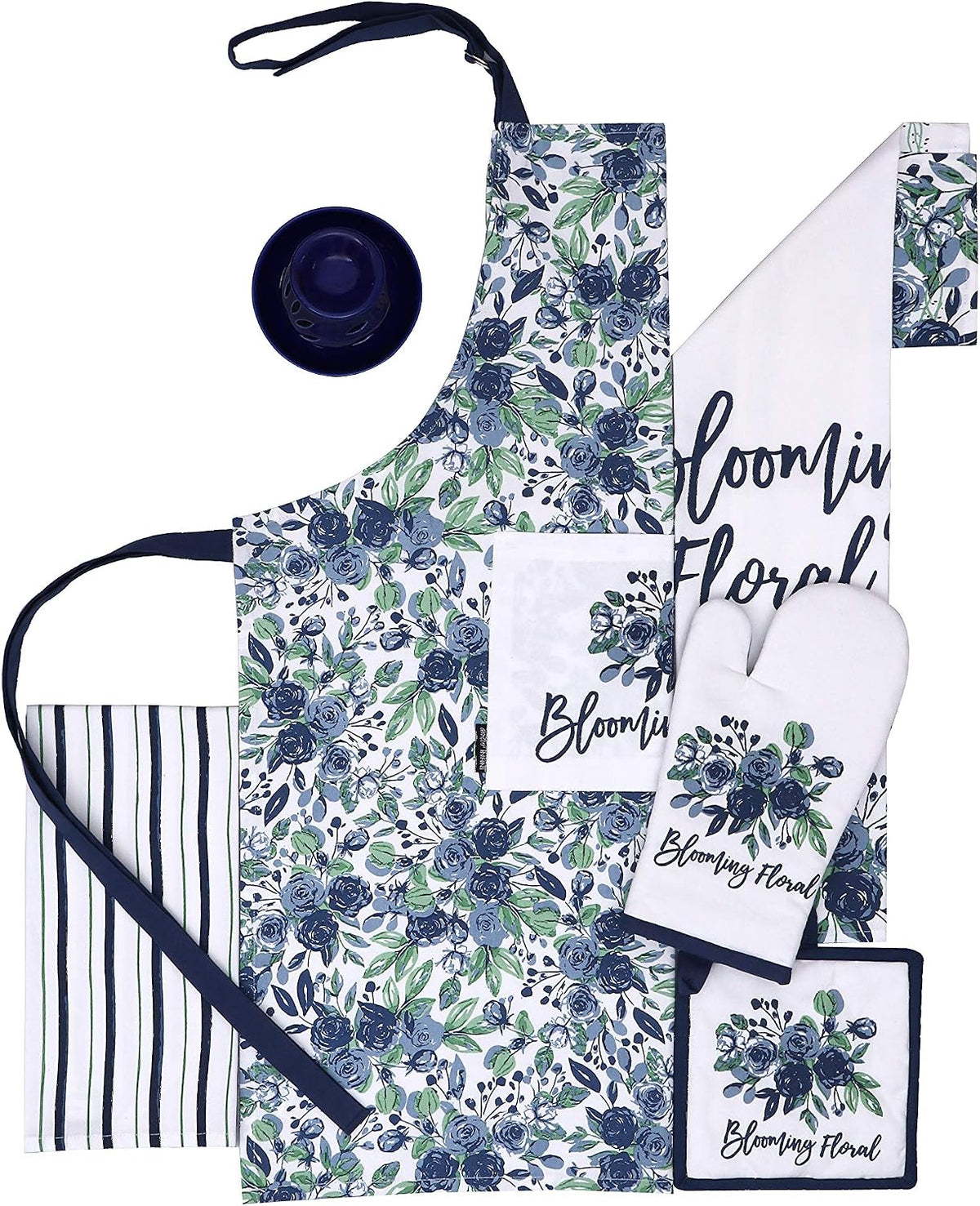 Cotton Aprons for Women with Pocket, Adjustable Strap &amp; Waist Ties - Washable Aprons for Baking, Cooking, Gardening (27.5 x 33 Inches - Blooming Floral)