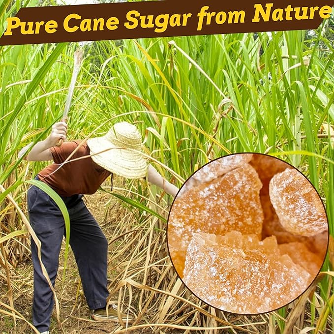 16oz Yellow Rock Sugar Crystals - 100% Natural Made from Cane Sugar, Medium-Sized Rock Sugar Crystals for Pho, Tea, Coffee, Cake, 黄冰糖