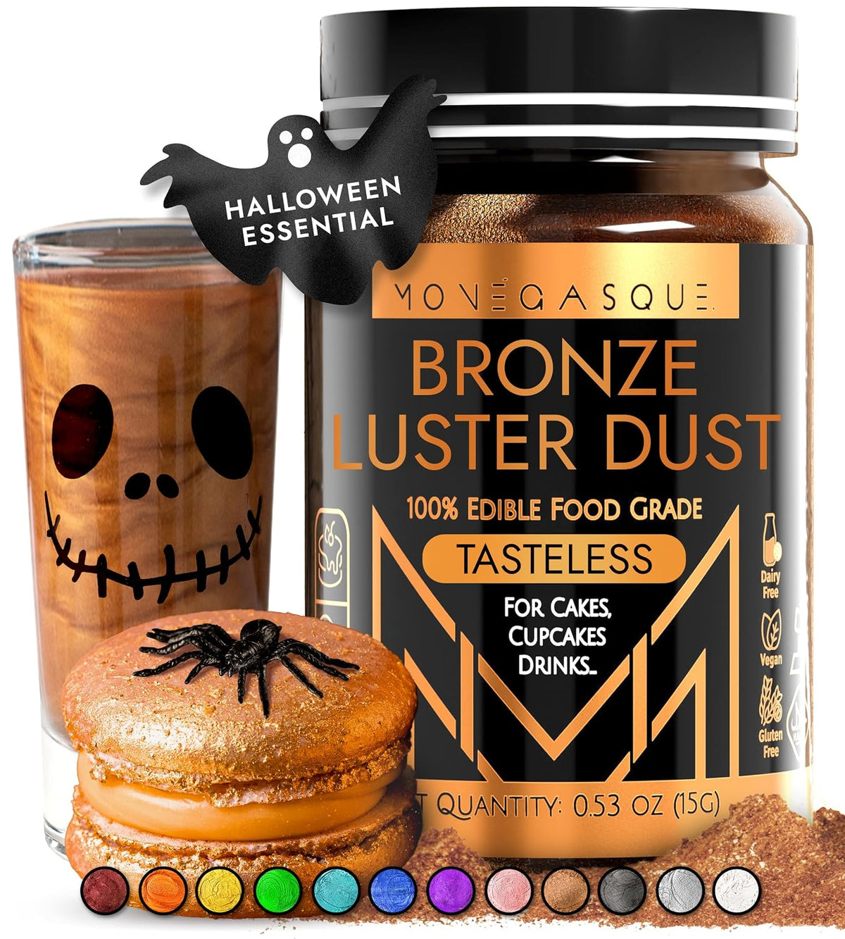 MONÉGASQUE Bronze Edible Glitter for Drinks &amp; Cakes, Luster Dust, 15g