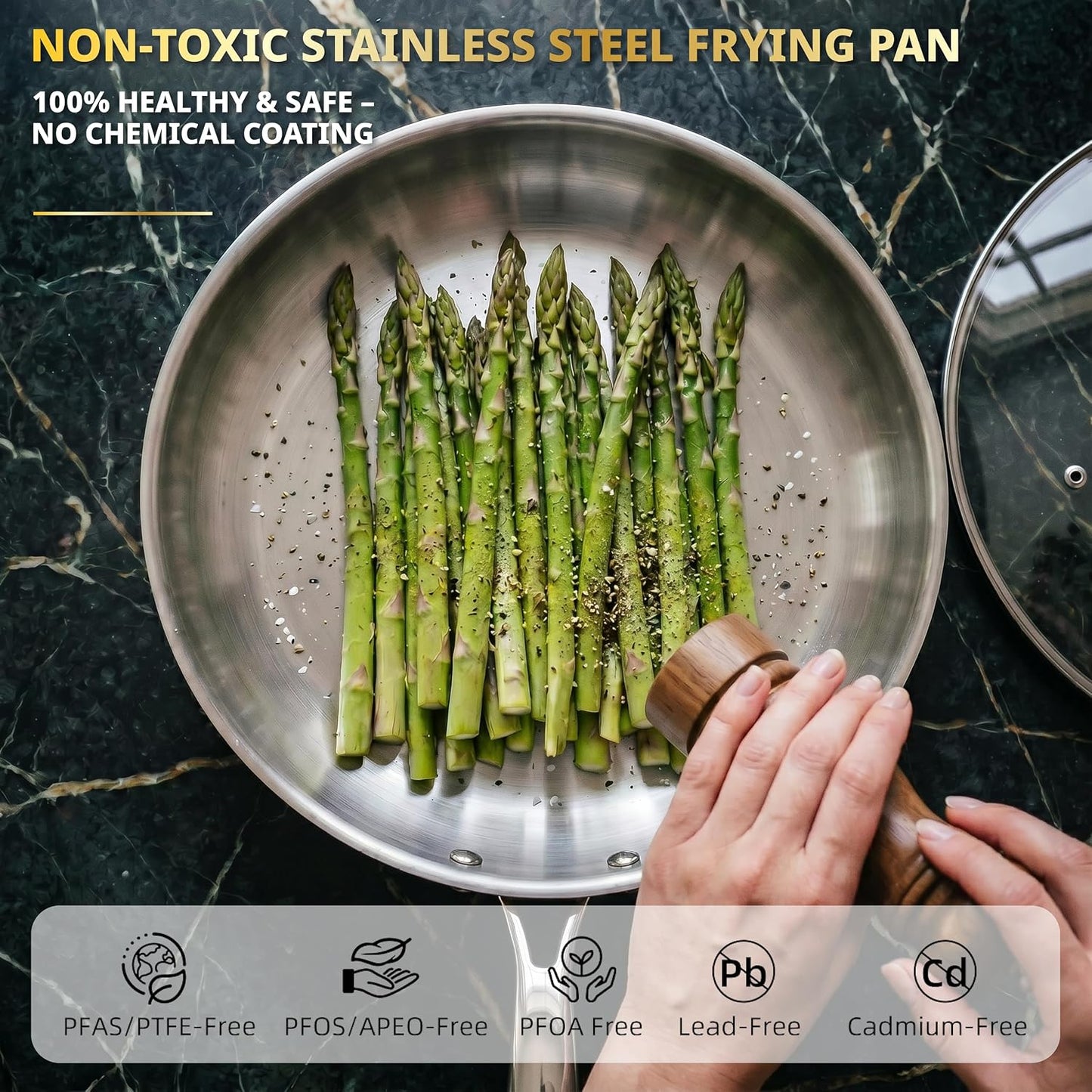 11-Piece Tri-Ply Stainless Steel Pots and Pans Set, 18/10 Stainless Steel Cookware Set with Steamer Insert, Induction Ki
