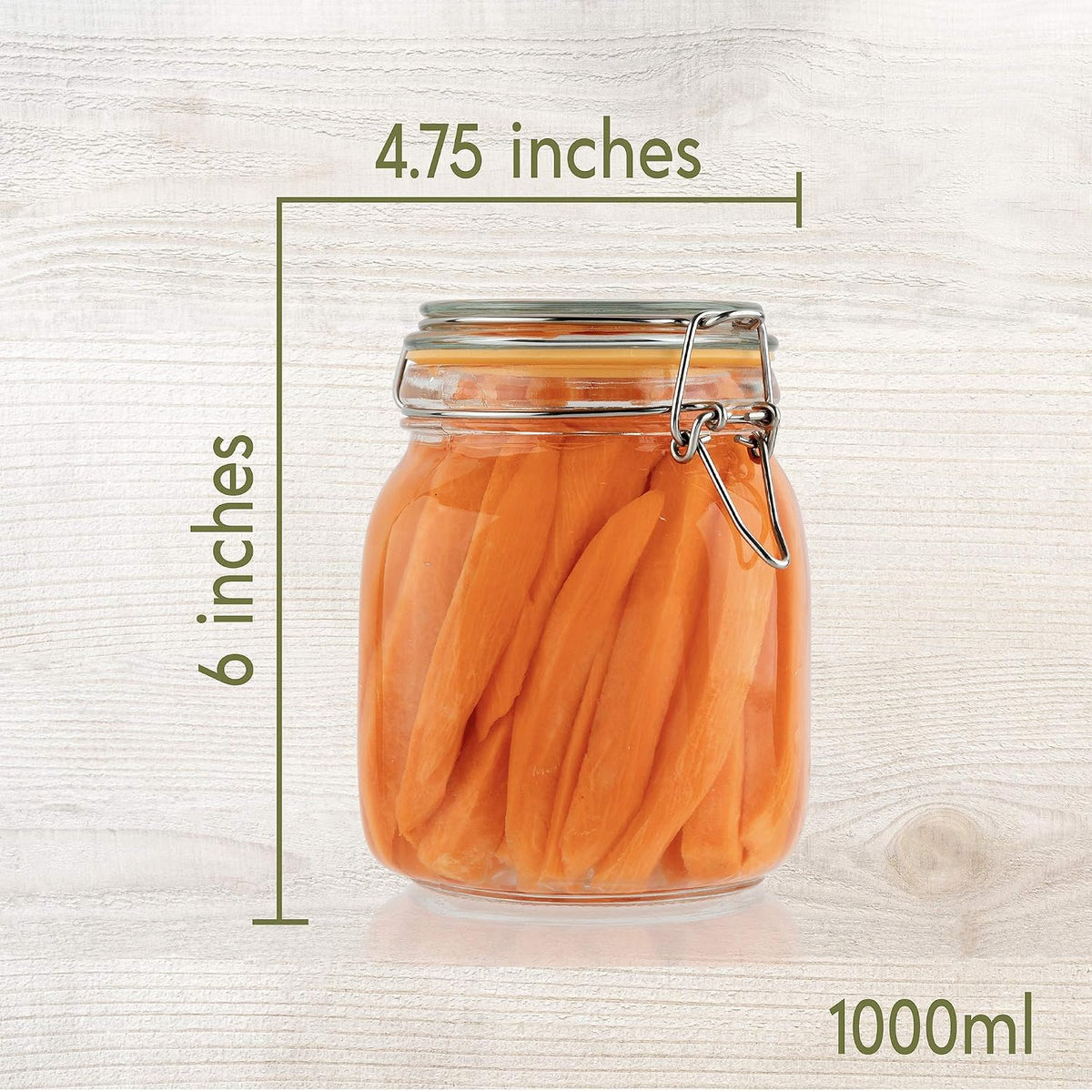 Glass Jars with Airtight Lids 32 oz [Set of 2]