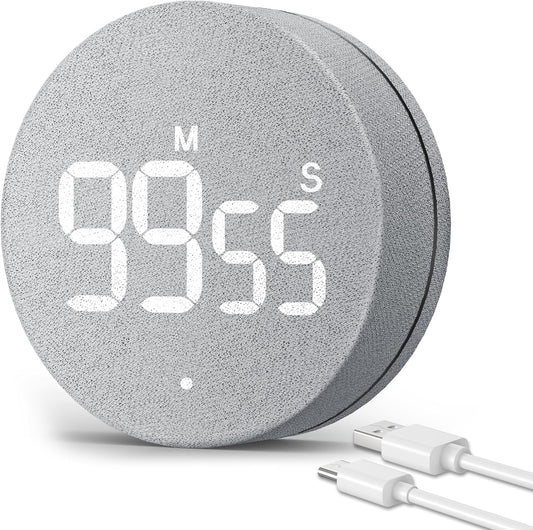 AVINIA Fabric Digital Kitchen Timer, Rechargeable with Large LED Display 0-99Mins, Magnetic Countdown Timers for Home