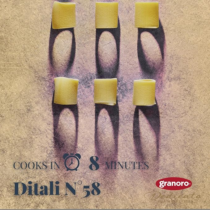 Granoro Dedicato Ditali Lisci #58 - Authentic Italian Pasta, Made from 100% Puglia Durum Wheat Semolina, Non-GMO, Vegan, 1 lb Bags (Pack of 2)