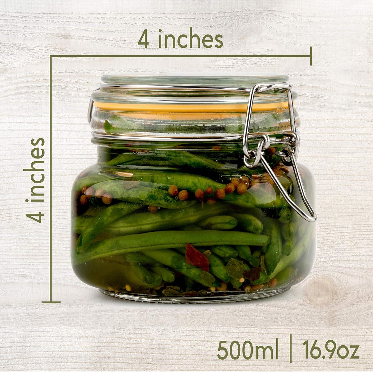 Galashield Glass Jars with Lids 16 oz Food Storage Jars with Airtight Lids Leak Proof Glass Canisters Kitchen Jars [Set of 2]