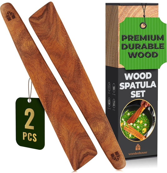 Wooden Spatula for Cooking, Flat Teak 12" Turner, Sturdy &amp; Easy to Clean