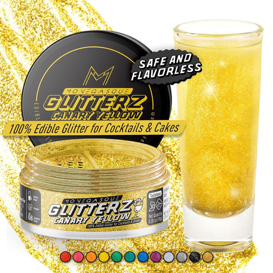 MONÉGASQUE Canary Yellow Edible Glitter for Drinks 10g – Yellow Edible Glitter for Cakes & Cocktails – Halloween Cocktail