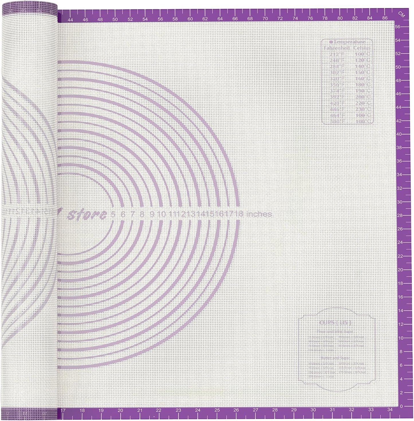 26 * 16 inches Purple, Non-Slip Silicone Baking Sheets - Baking Mat with 0.7mm Thickness - Non-Stick Pastry &amp; Cookie Mat for Kitchen Counter for Rolling Out Dough with Measurements.