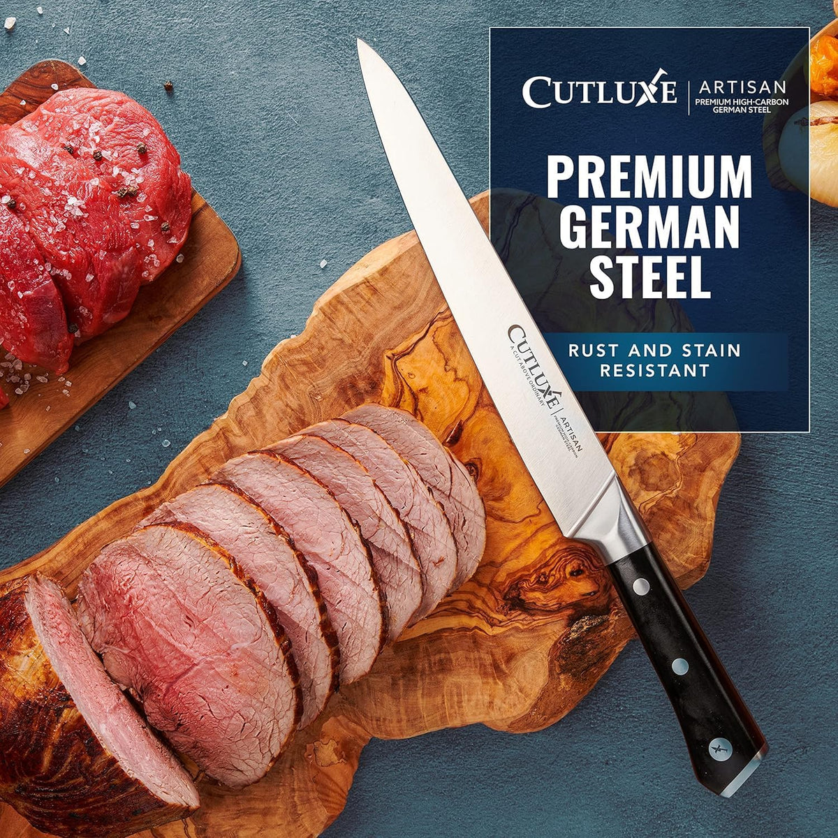Cutluxe Turkey Carving Knife Set – Carving Fork &amp; Knife for Meat &amp; BBQ