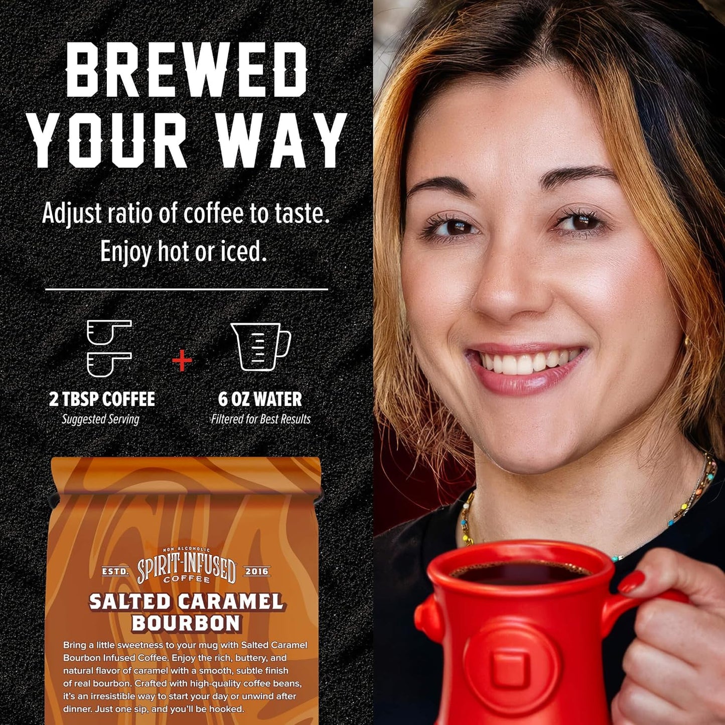 Fire Department Coffee Salted Caramel Bourbon Infused Coffee - 12 oz | Whole Bean Coffee - Gives Back to Firefighters - Medium Roast - Non-Alcoholic - Roasted in the USA - Veteran Owned
