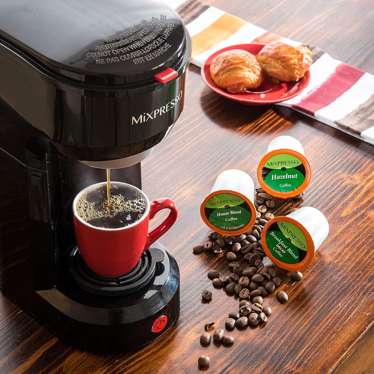 Mixpresso Single Serve Coffee Maker K Cup Coffee Maker for K Pods &amp; Grounds | Compact 800W White Coffee Machine with 14 Oz Water Tank, Fast Brew &amp; Auto Shut-Off, Small Design for Travel RV, Office&amp; Dorm