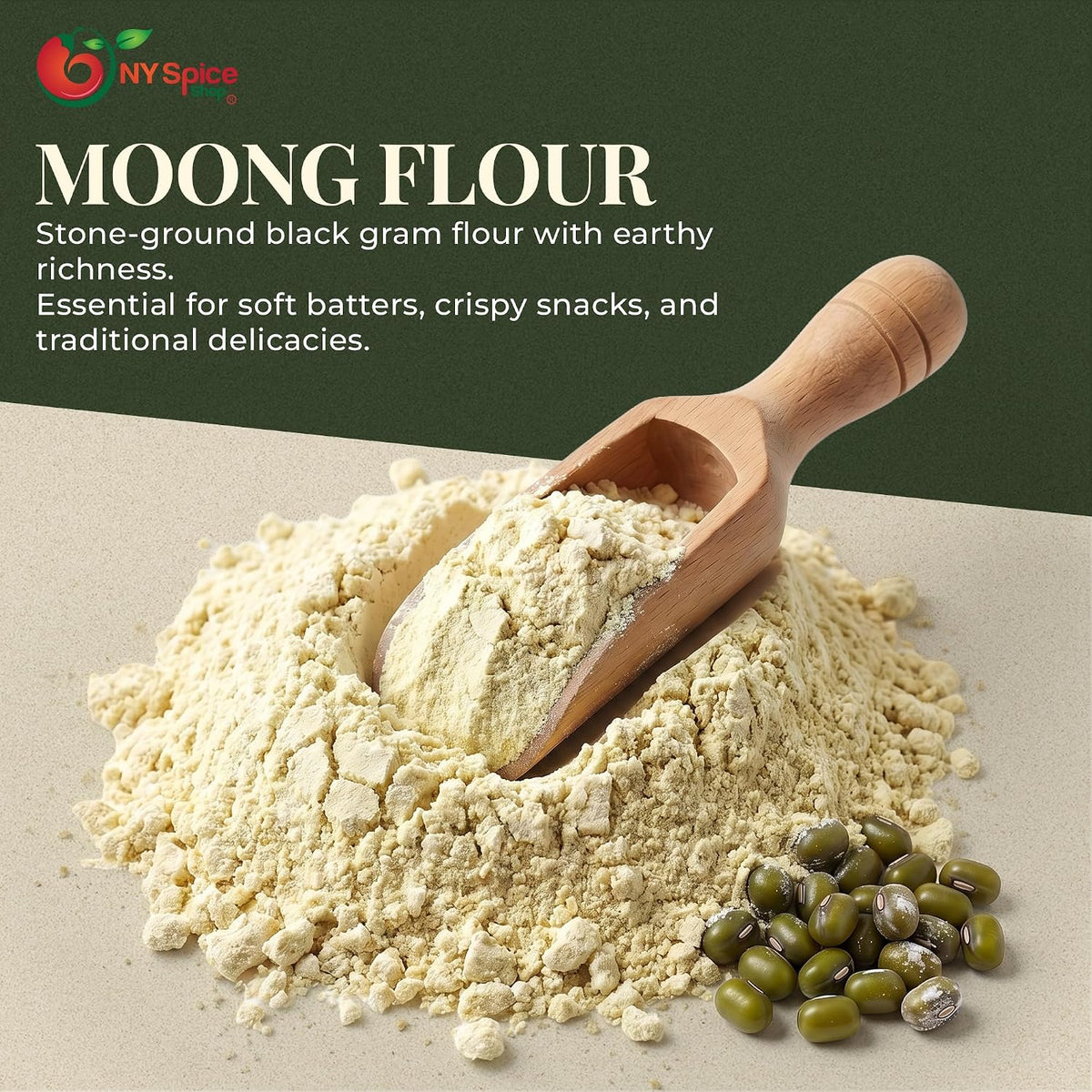 NY Spice Shop Moong Bean Flour - 3 Pound Mung Bean Powder - All Natural Finely Mung Milled And Plant Based Ingredient for