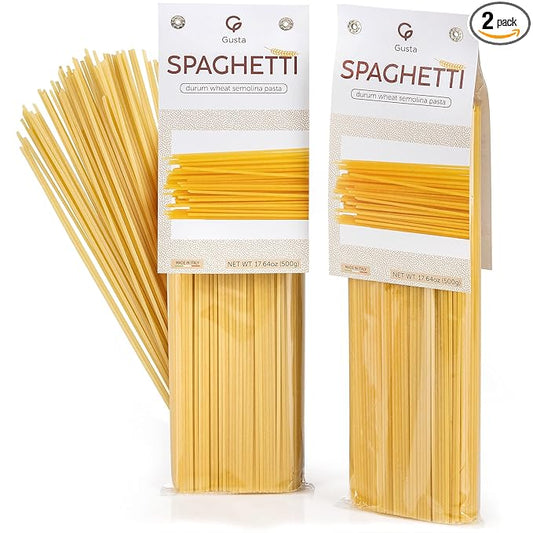 Gusta Spaghetti Noodles Pasta - Premium Italian Pasta from Italy - Durum Wheat Semolina Organic "Al Dente" Pasta - Non-GMO &