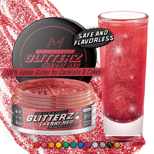 MONÉGASQUE Cherry Red Edible Glitter for Drinks 10g – Red Edible Glitter for Cakes & Cupcakes - Champagne & Cocktail Drink