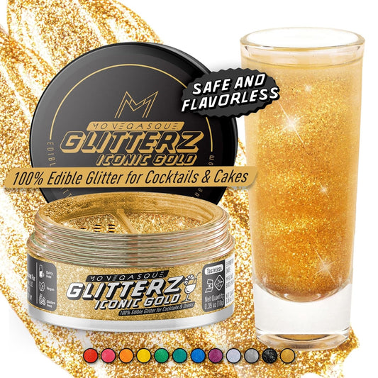 MONÉGASQUE Iconic Gold Edible Glitter for Drinks 10g – Edible Glitter for Cakes & Cocktails – Gold Sprinkles Spray for Food,