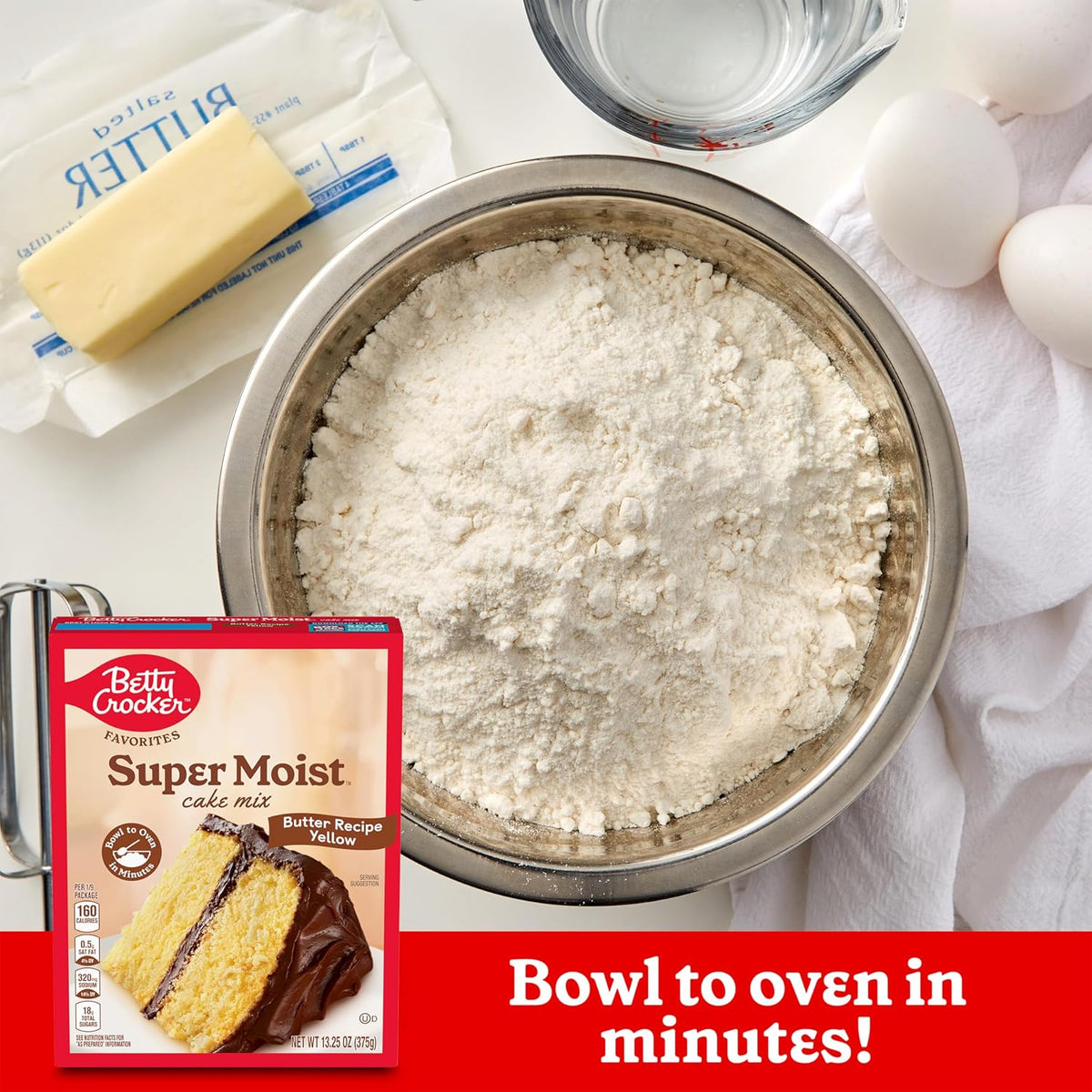 Betty Crocker Super Moist Butter Recipe Yellow Cake Mix, 13.25 oz, 12 Pack | Just Add Butter, Water &amp; Eggs, Use as Cake or Cupcake Mix, Great for Birthdays, Holidays &amp; Everyday Baking