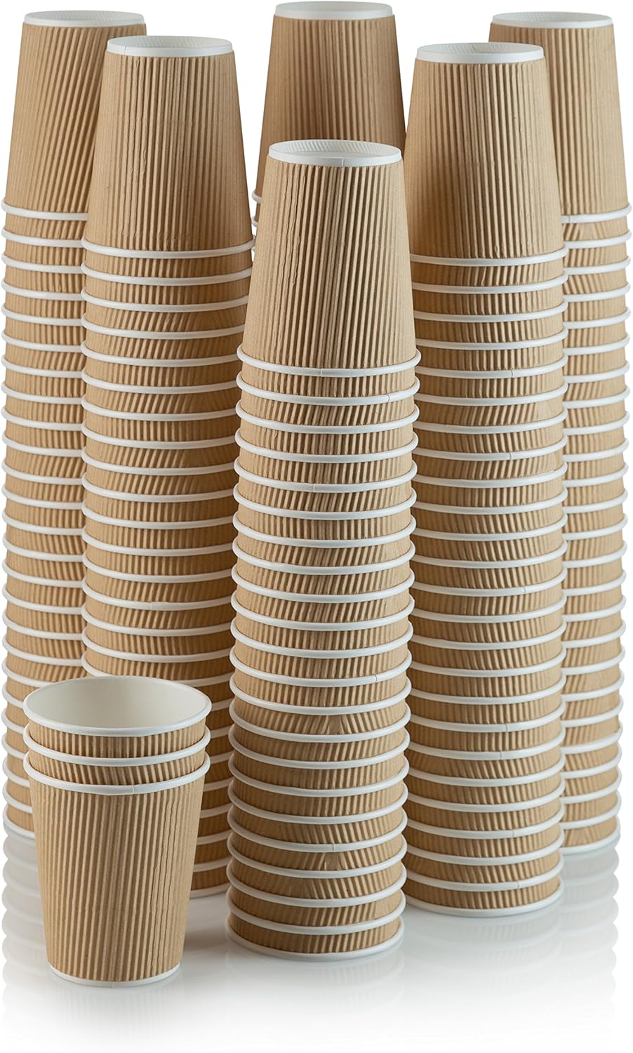 NYHI 150 10 oz Ripple Kraft Paper Cups Brown Hot Cold Cups 3 Layer Rippled Small Insulated Disposabl