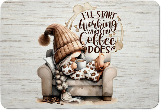 Espresso Lovers Gifts Dish Drying Mat, Funny Cute Gnome Girl Coffee Bar Mat for Countertops, Espresso Absorbent Dish Drying
