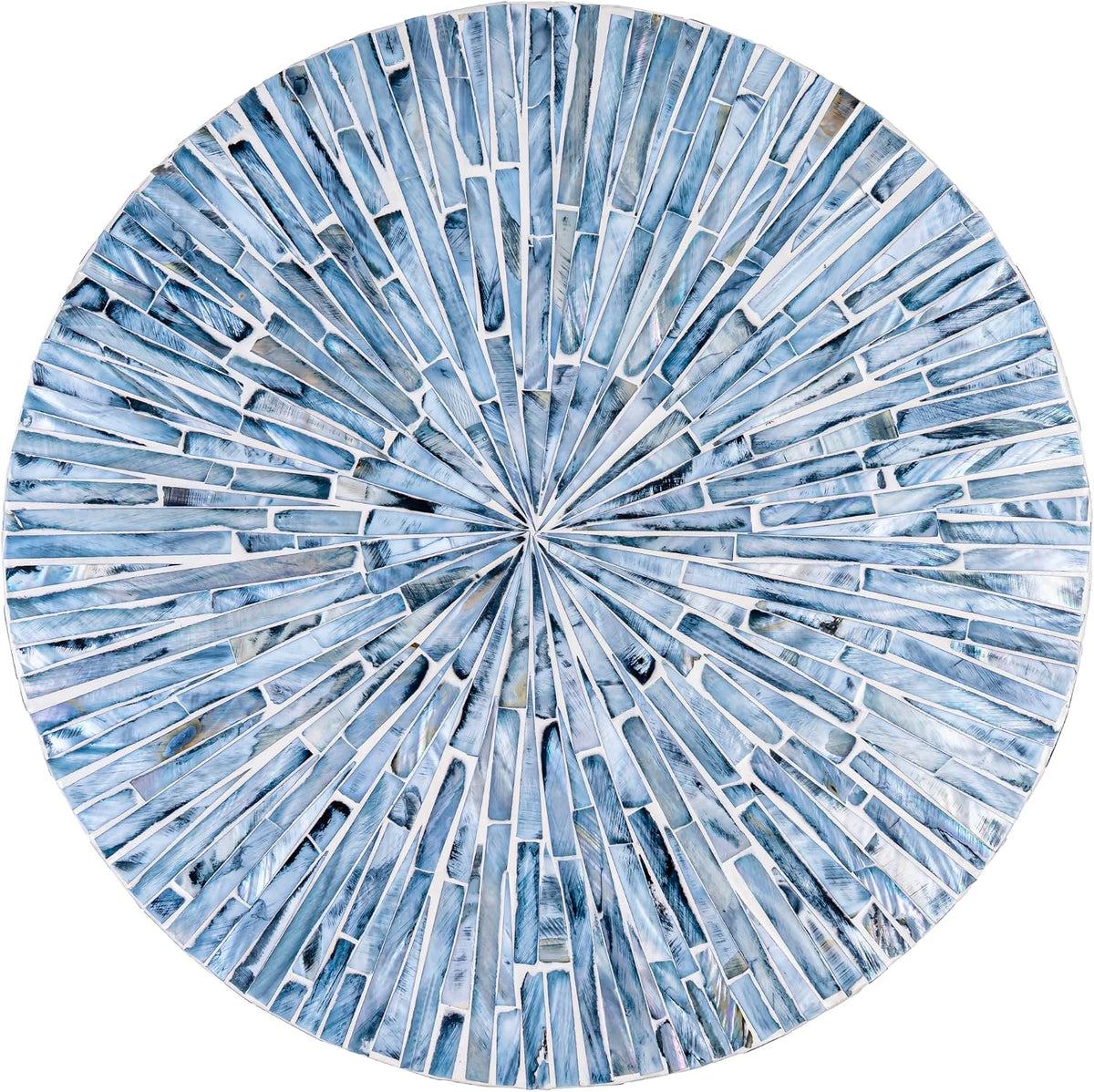 PEMAR 12.6” Handcrafted Mother of Pearl Blue Starburst Lazy Susan – Rotating Centerpiece for Dining Table, Elegant Beach House &amp; Farmhouse Home Décor, Luxury Hostess &amp; Housewarming Gift