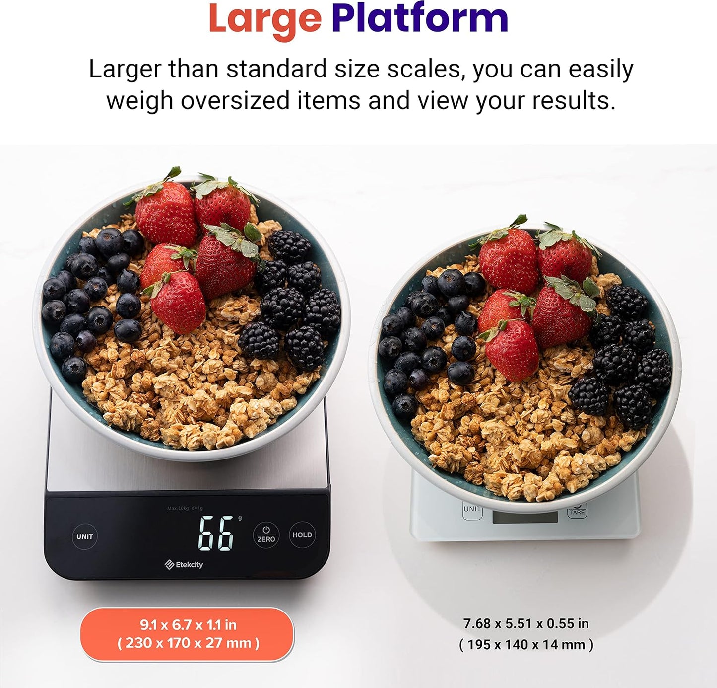 Etekcity 22lb Food Kitchen Scale, USB Rechargeable, IPX6 Waterproof