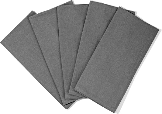 Gray Flour Sack Tea Towels - 100% Cotton, 5 Pack, 27"x27" Extra Large, Highly Absorbent Gray Dish Drying Towels - Gray
