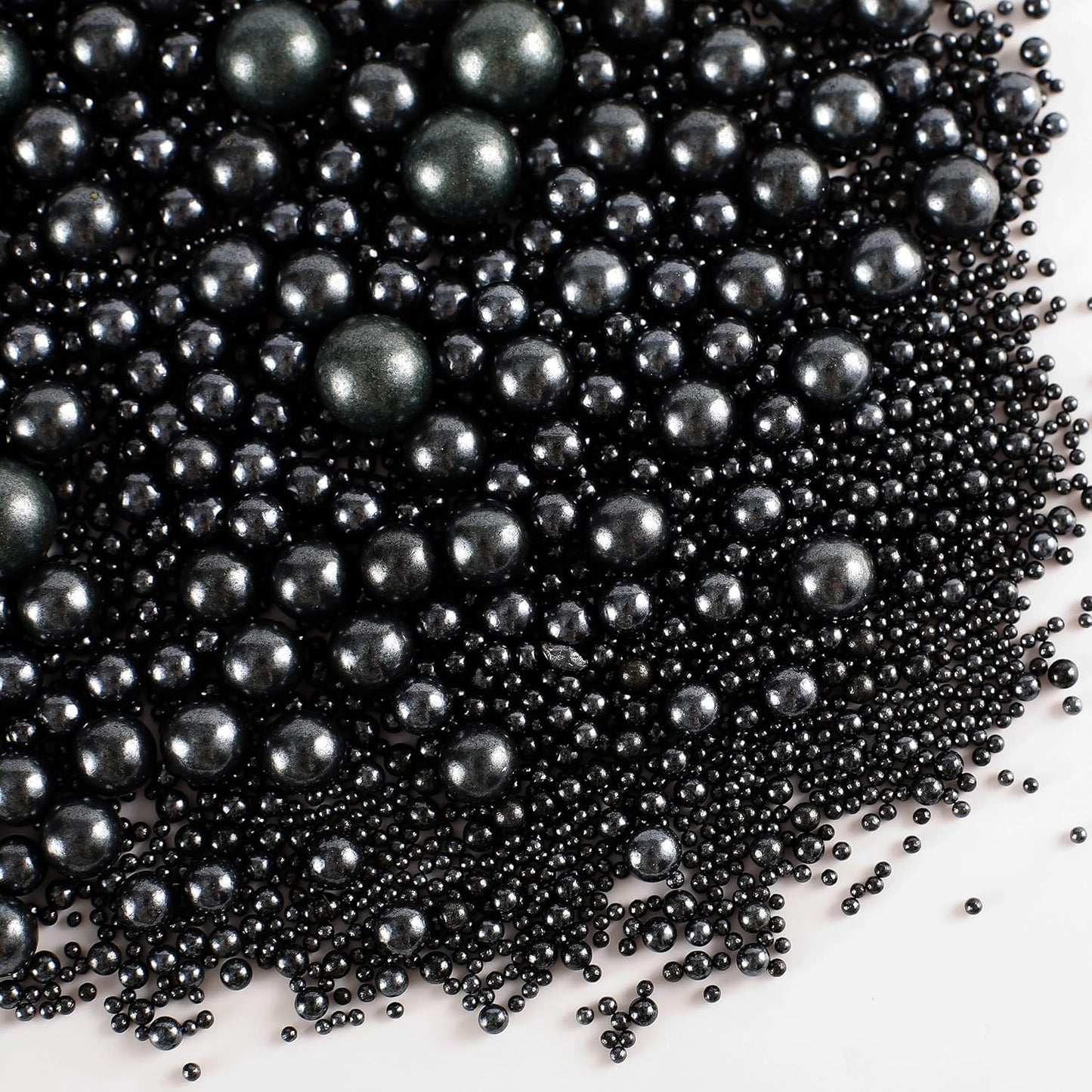 Kasvan Black Pearl Sugar Sprinkles - Edible Candy Pearls 130g/4.58 Oz, Mix Size, Baking Cake Decorat