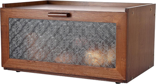 Vintage Bread Box for Kitchen Countertop - Retro Brown Bread Storage Box Breadbox