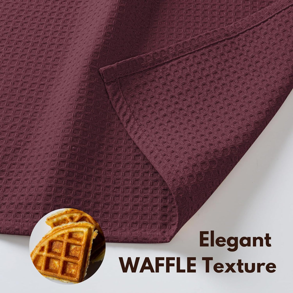 Native Fab Waffle 12 Pack Dish Cloths - 100% Cotton, Absorbent, Quick Dry, Washable Towels for Cleaning, Cooking &amp; Drying Dishes - Perfect for Home, Restaurants, Bars, Cafes - 12"x12" - Burgundy