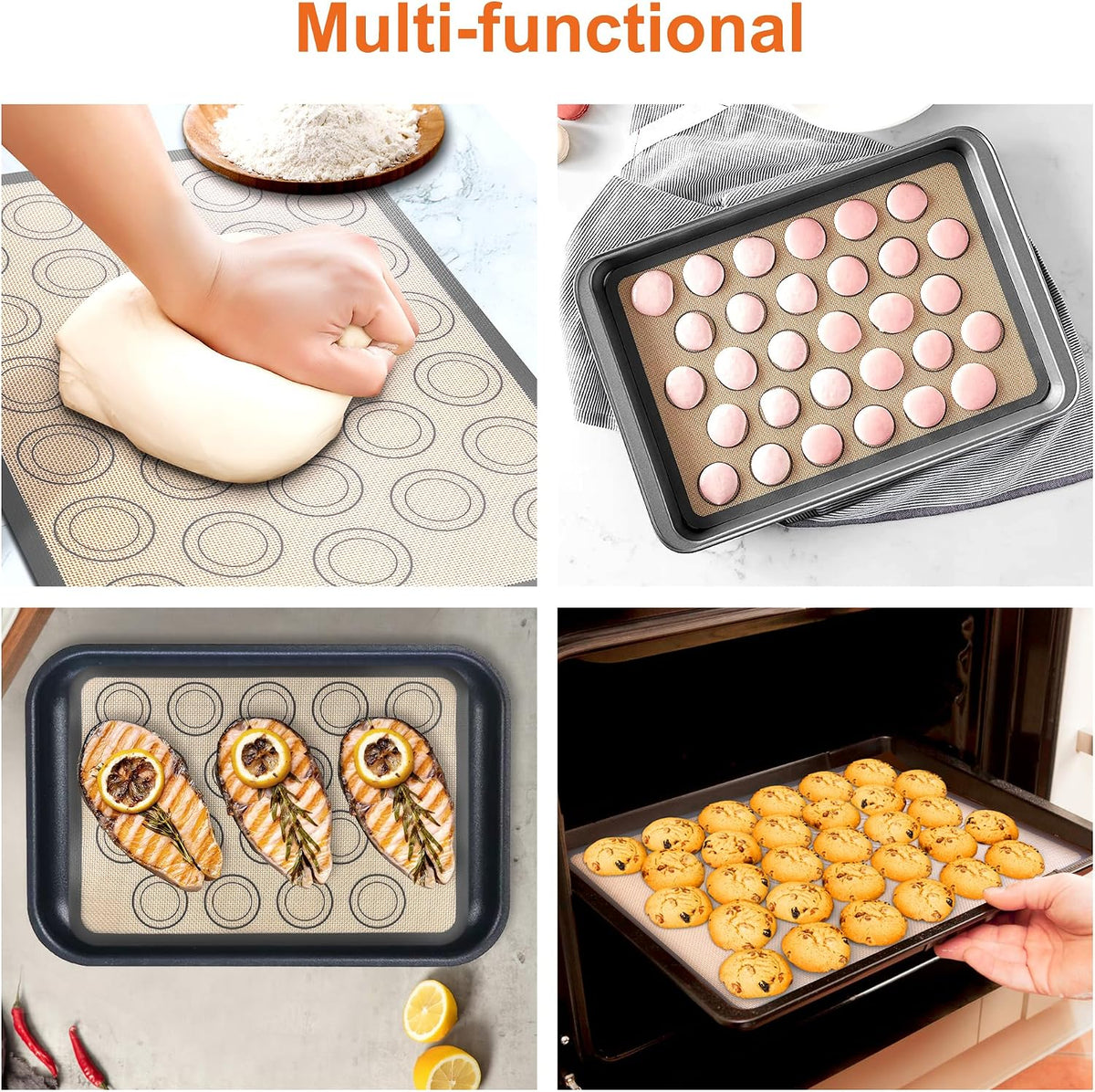 HOOMIL Macaron Silicone Baking Mats, 13 x 9 Inch, 2-Pack