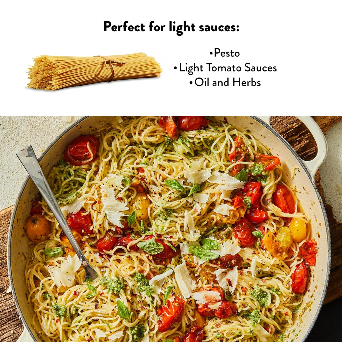 DeLallo Capellini Pasta, Angel Hair Pasta Made in Italy, Made with Only 100% Durum Wheat Semolina Flour, Bronze Cut, All Natural, Non-GMO, Kosher, Vegan, 1 Pound Bag, (8 Pack)