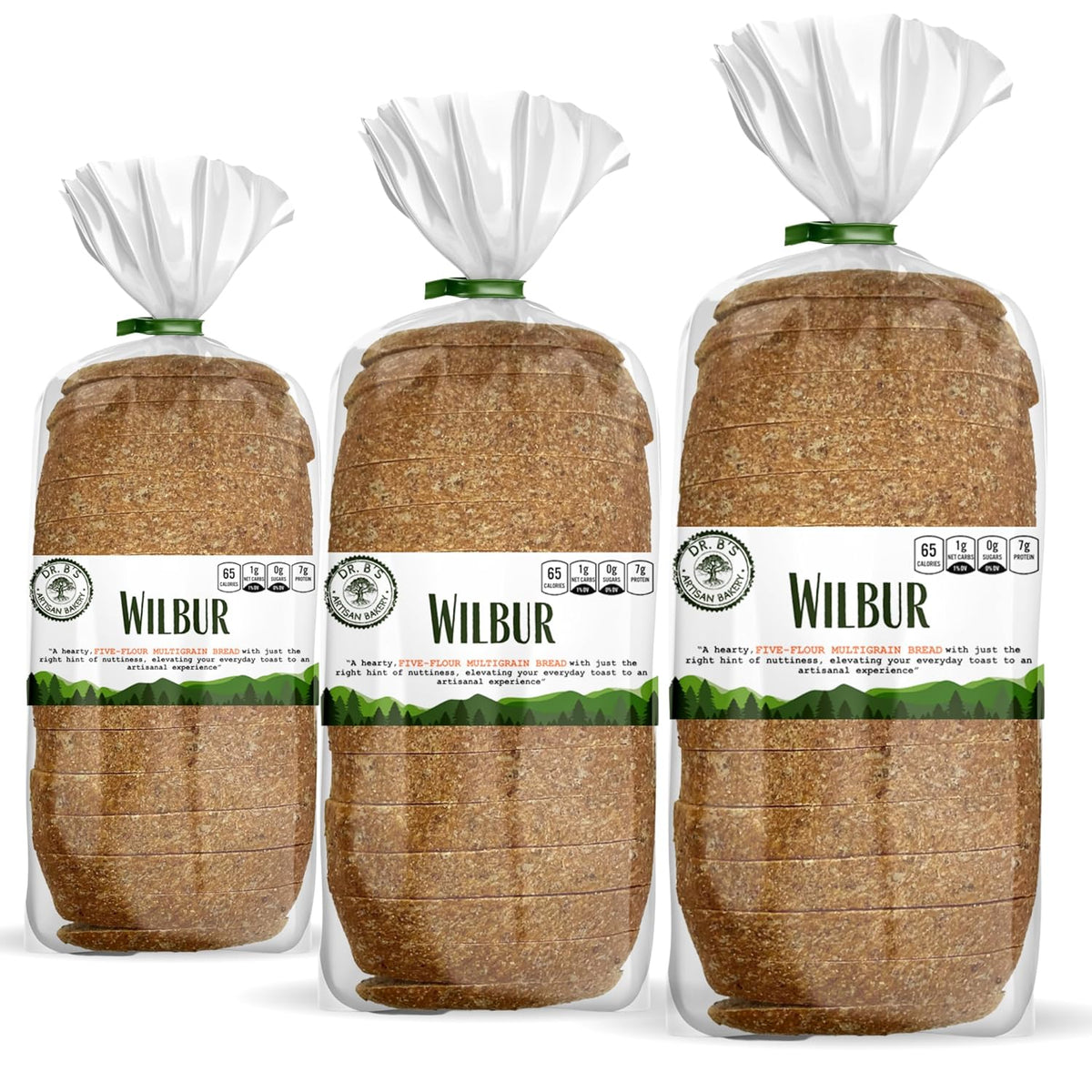 Dr. B's Wilbur Five Flour Multigrain Bread | (3 Pack (16 oz), Plain)
