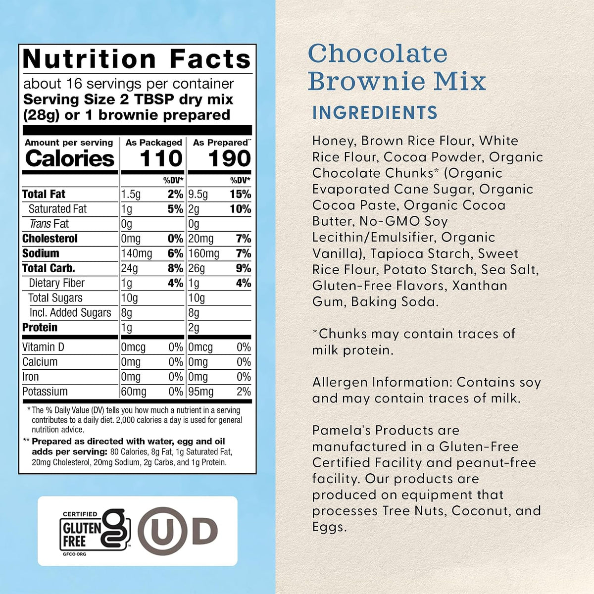 Pamela's Products Gluten Free Chocolate Brownie Mix