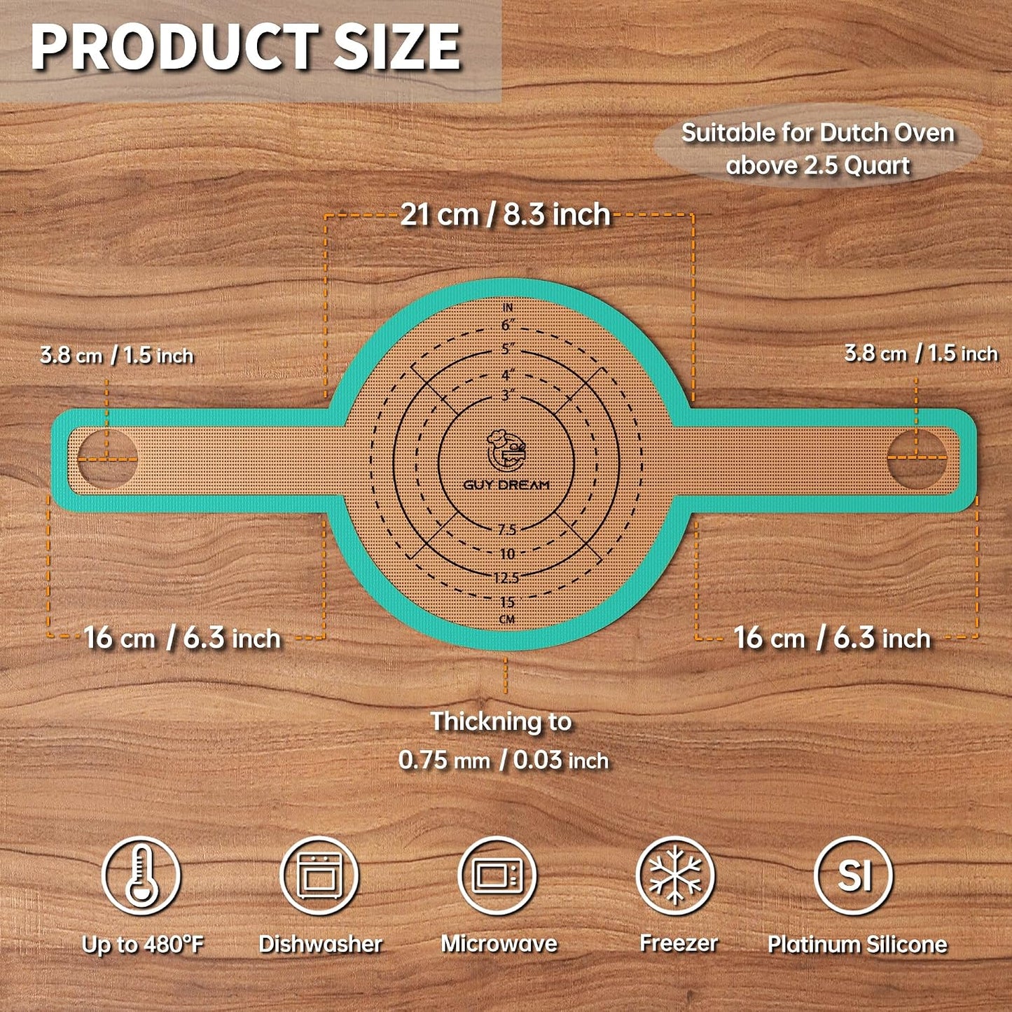 2 PCs Bread Sling - Specially Selected Platinum Silicone – Baking Mat for Dutch Oven – Sourdough Bread Baking Mat &amp; 1 Storage Band