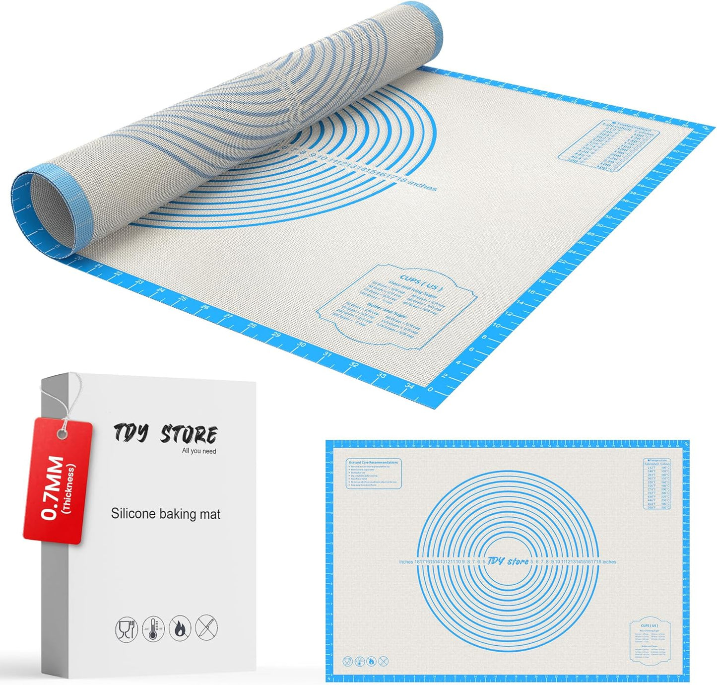 28 * 20 inches Blue, Non-Slip Silicone Baking Sheets - Baking Mat with 0.7mm Thickness - Non-Stick P
