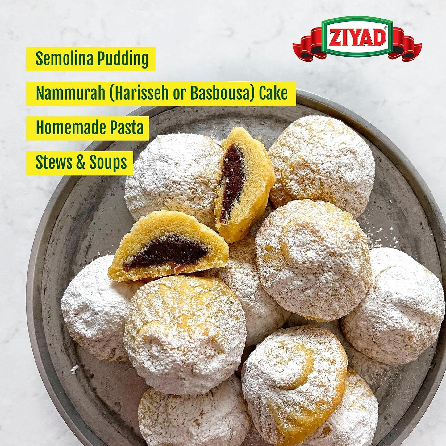 Ziyad Wheat Semolina Flour - 16oz - Versatile for Baking Bread, Pasta, Porridge &amp; More - Ideal Cooking Flour for Multiple Recipes