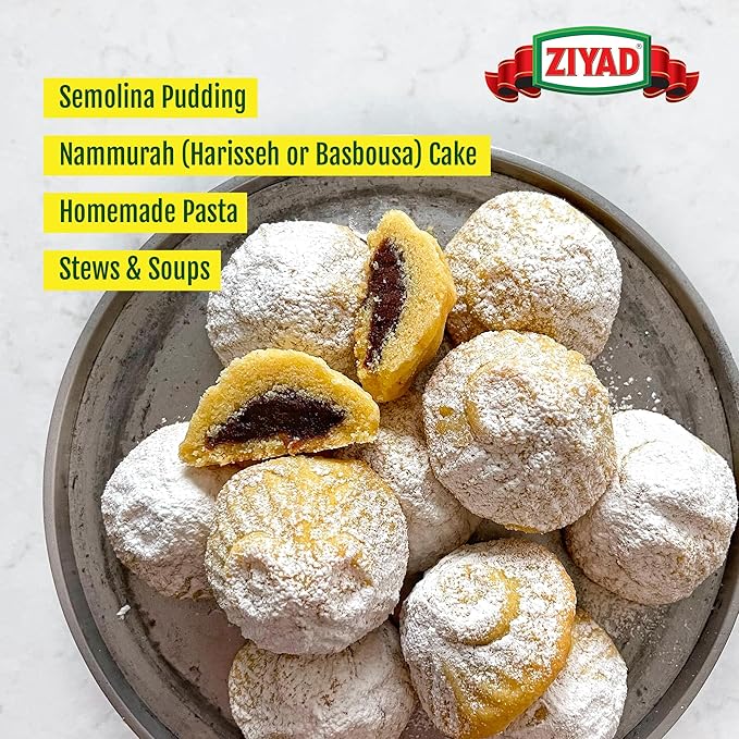 Ziyad Semolina Wheat, Smeed, Semolina Flour, Perfect for Stews, Soups, Gravy, Baking Breads, Biscuits, Pizza Crust with Low Fat, High Protein, High Fiber! 16oz