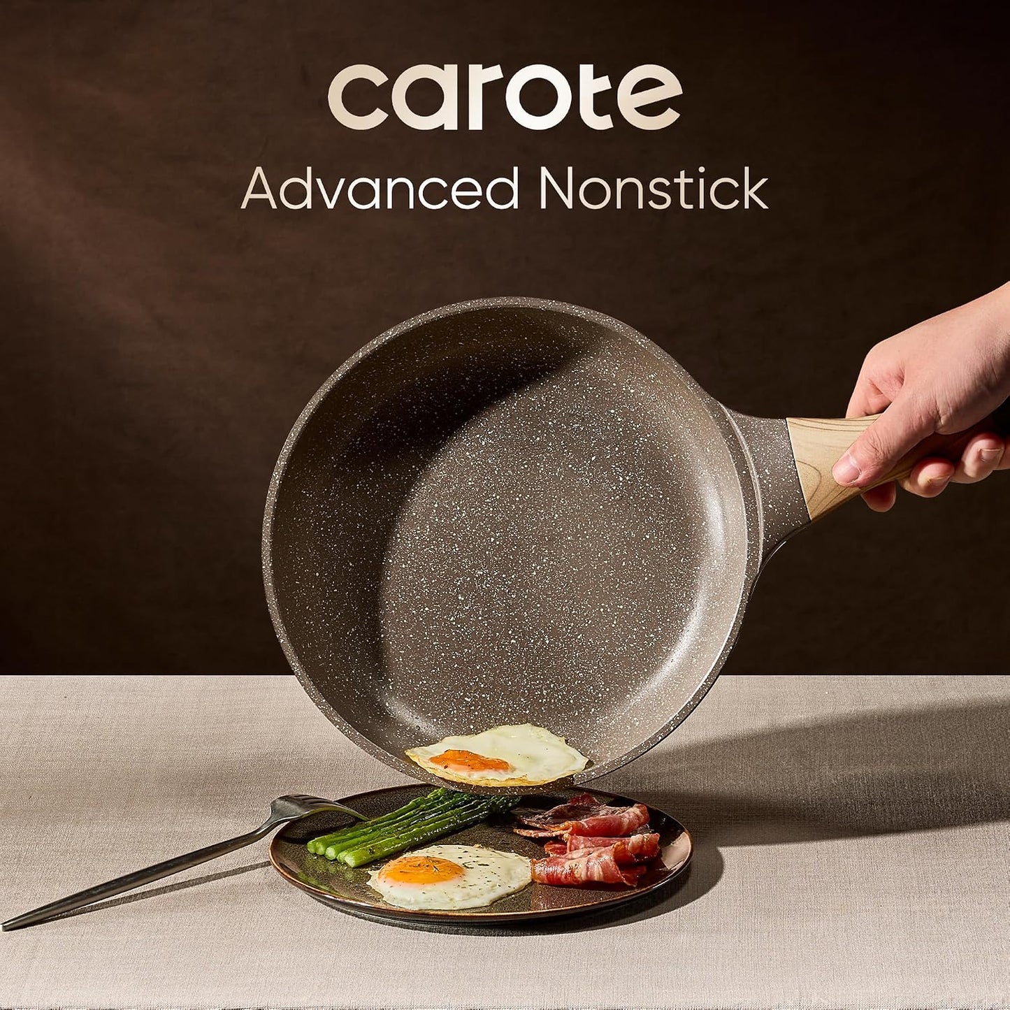 CAROTE 26pcs Pots and Pans Set, Nonstick Cookware Sets | Induction Kitchen Cooking Set, Special Texture Design, Ultra Du