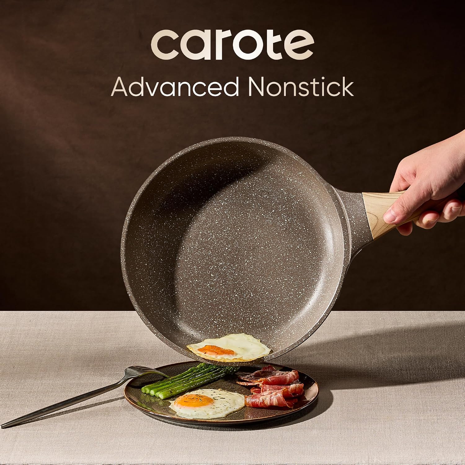 CAROTE 26pcs Pots and Pans Set, Nonstick Cookware Sets | Induction Kitchen Cooking Set, Special Texture Design, Ultra Du