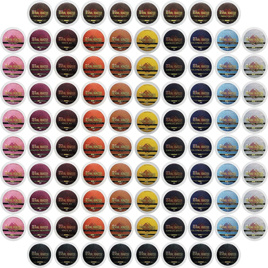 InfuSio Coffee Pods Variety Pack – 96 Count, 12 Crafted Medium & Dark Roast Blends and Artisan-Inspired Flavors Like Bourbon