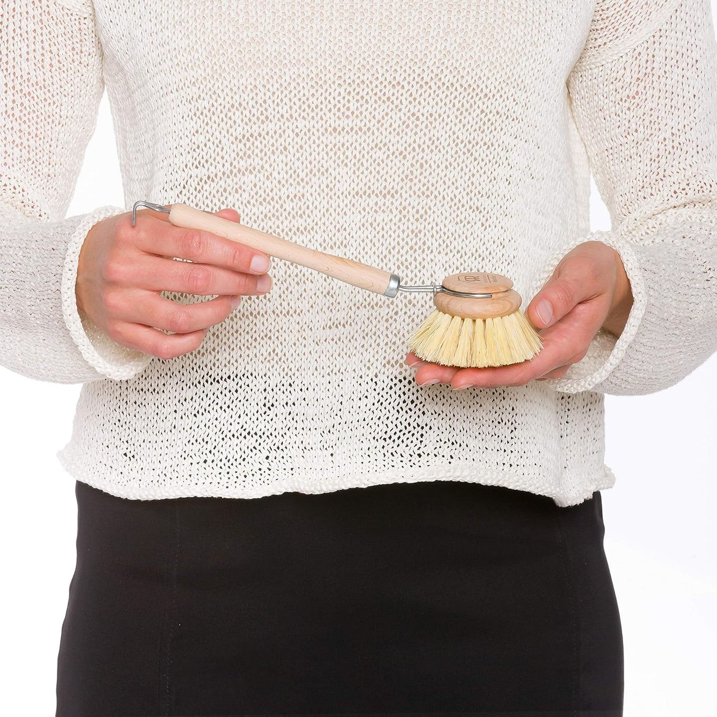 Redecker Dish Brush, Tampico Fiber, 2 Inch Round, Single – Wooden Dish Scrub Brush for Dishes &amp; Cookware, Untreated Beechwood, Made in Germany