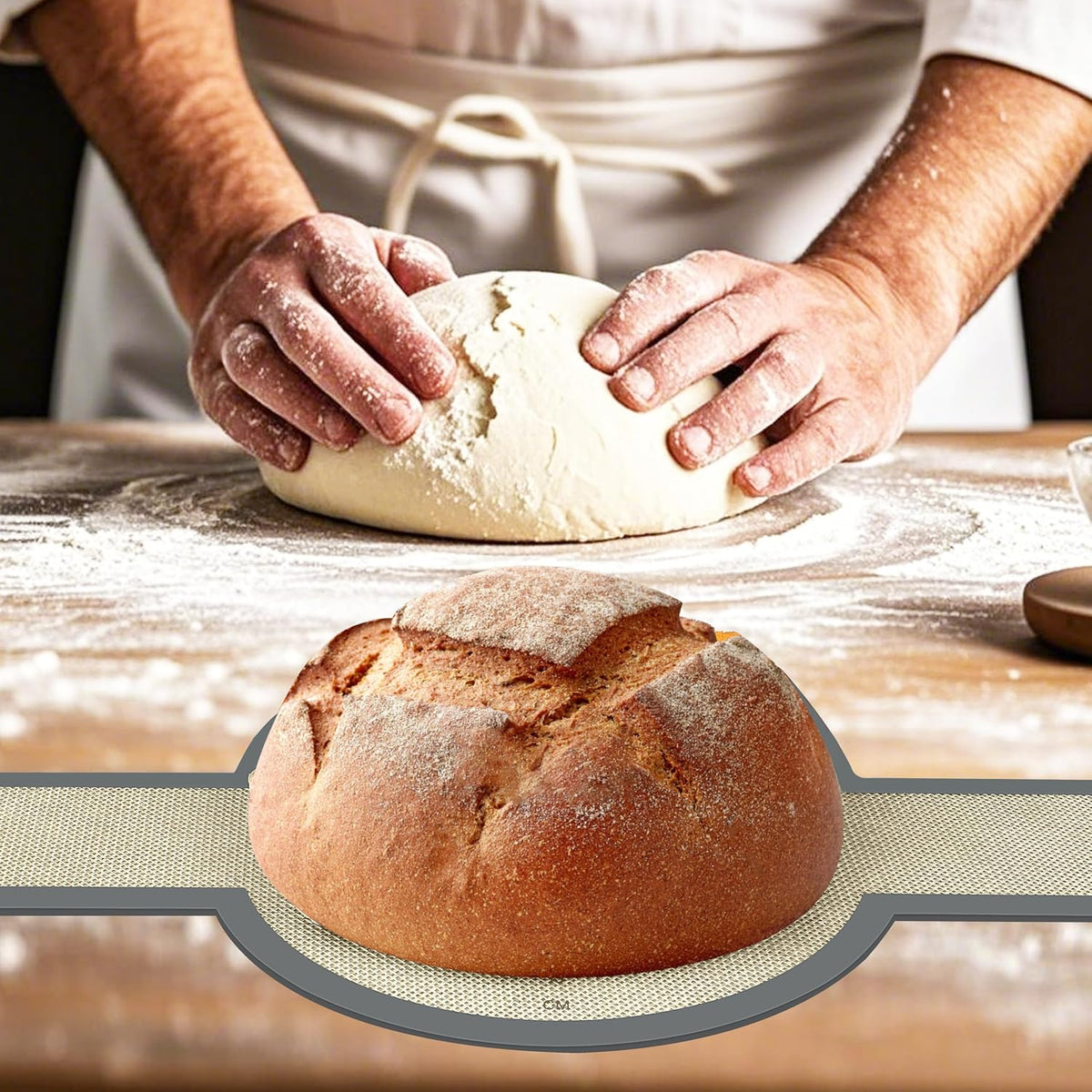 Silicone Bread Sling, 2 Pcs Silicone Baking Sling with Longer Handles, Non-Stick &amp; Easy Clean Dutch Oven Baking Mat to Transfer SourDough Easily, Reusable Bread Mat Set