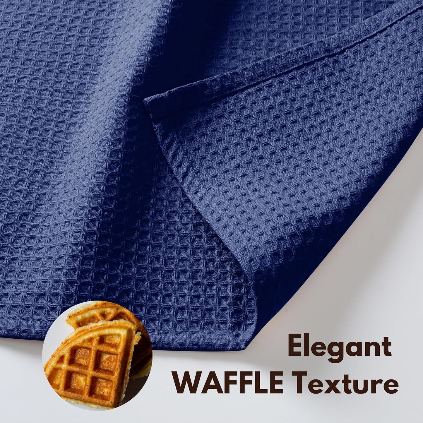Native Fab Waffle Dishcloths 12 Pack - 100% Cotton, Ultra Absorbent Dish Cloths for Kitchen Cleaning, Drying, and Cooking - Soft and Durable Towels for Everyday Use, 12x12 inch - Ink Blue