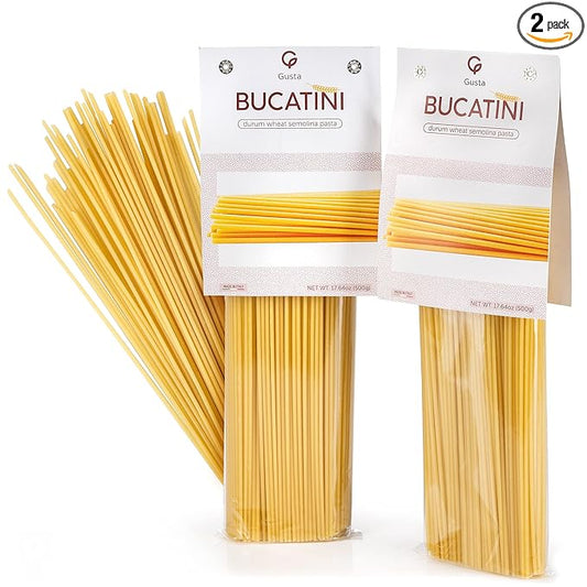 Gusta Bucatini Pasta Noodles - Premium Italian Pasta from Italy - Durum Wheat Semolina Organic "Al Dente" Pasta - Non-GMO &