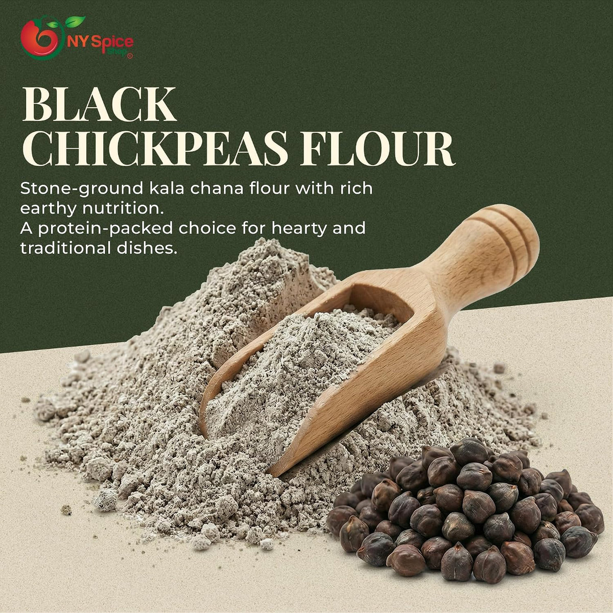 NY Spice Shop Pure Kala Chana Besan - 1 Pound Black Chickpea Flour - Fine Chick Peas Flour - Healthy & Superfine Powder