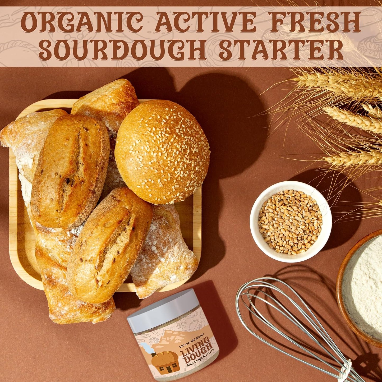 100 Year Old Alaska Fresh Sourdough Starter Culture for Baking, 3.5 Oz | Easy to Use, Active &amp; Live Organic Sourdough Starter for Artisan Bread, Pizza Dough, Waffles, Homemade Bread Recipes &amp; More