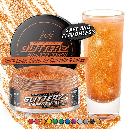 MONÉGASQUE Orange Edible Glitter for Drinks 10g – Edible Glitter for Cakes & Cocktails – Orange Cupcakes & Halloween Cake
